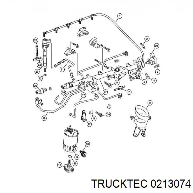 Válvula de retención de combustible 0213074 Trucktec