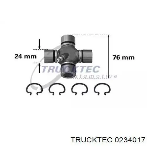 Купить 0234017 Trucktec Крестовина карданного вала заднего
