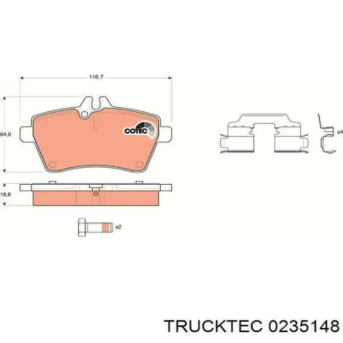 Колодки Trucktec 0235148 цена, от 24.83 USD