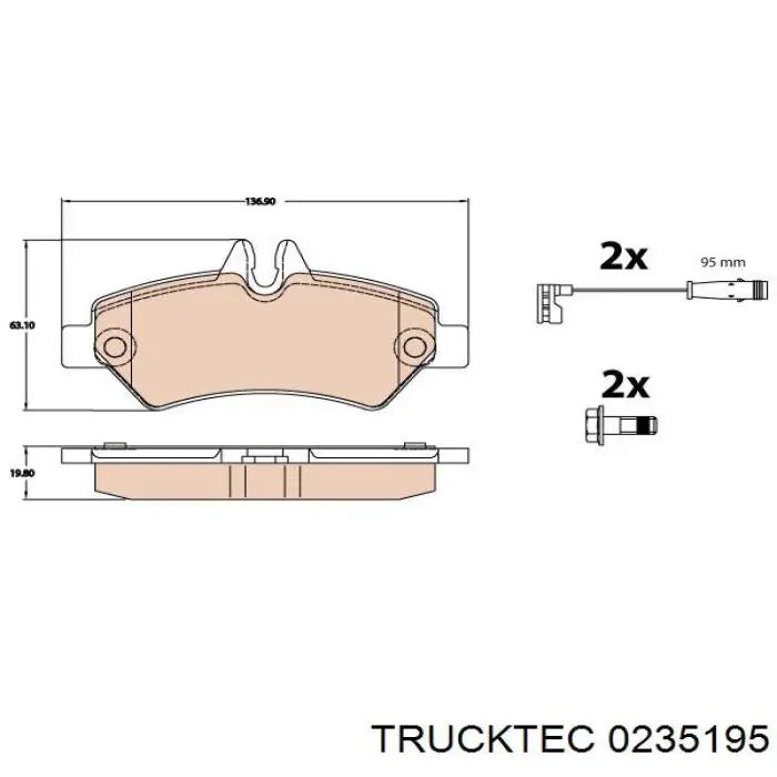 Колодки дисковые  Trucktec 0235195 цена, от 17.31 USD