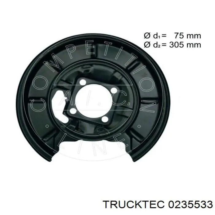 Защита тормозного диска заднего правая Trucktec 0235533