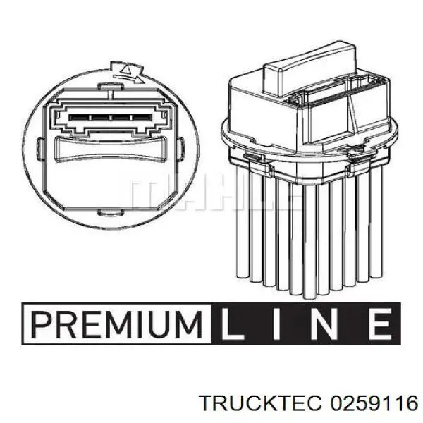 Резистор (опір) пічки, обігрівача салону 0259116 Trucktec