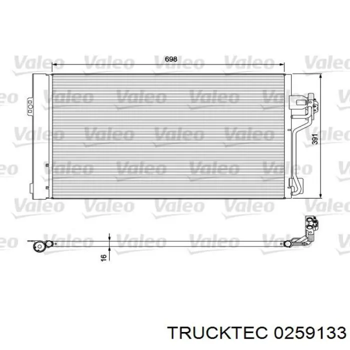 Радиатор кондиционера 0259133 Trucktec