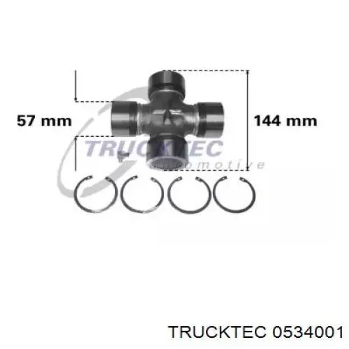 0534001 Trucktec крестовина карданного вала заднего