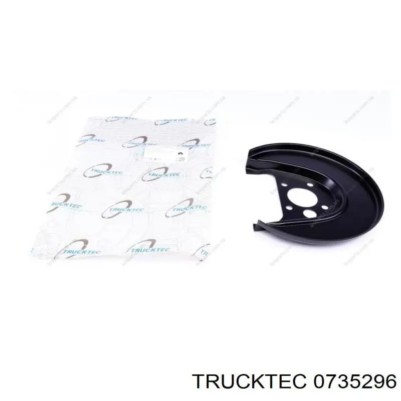 Chapa protectora contra salpicaduras, disco de freno trasero izquierdo 0735296 Trucktec