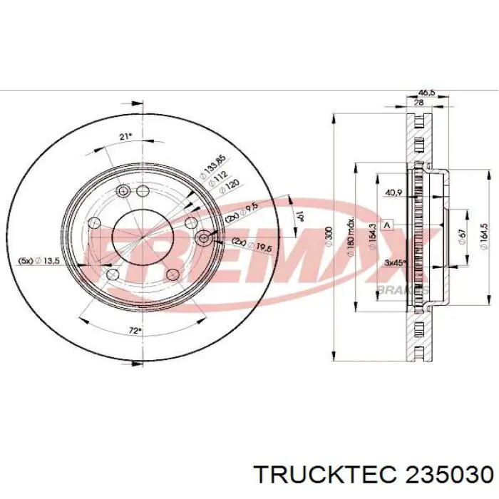 235030 Trucktec диск тормозной передний