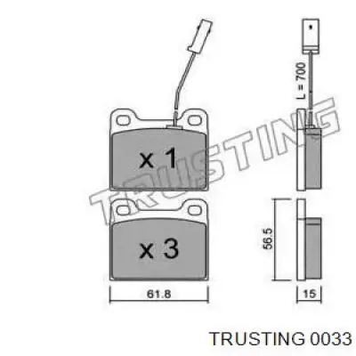 Передние тормозные колодки 0033 Trusting