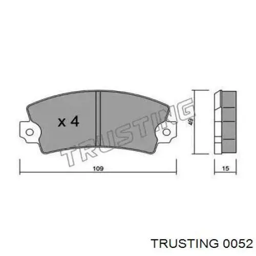 Передние тормозные колодки 0052 Trusting