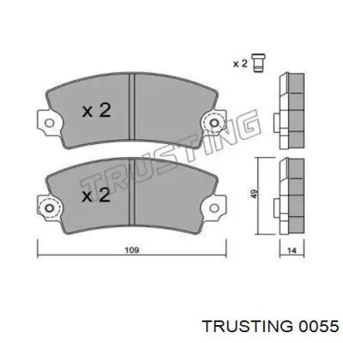 Передние тормозные колодки 0055 Trusting