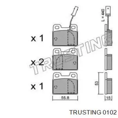 Задние тормозные колодки 0102 Trusting