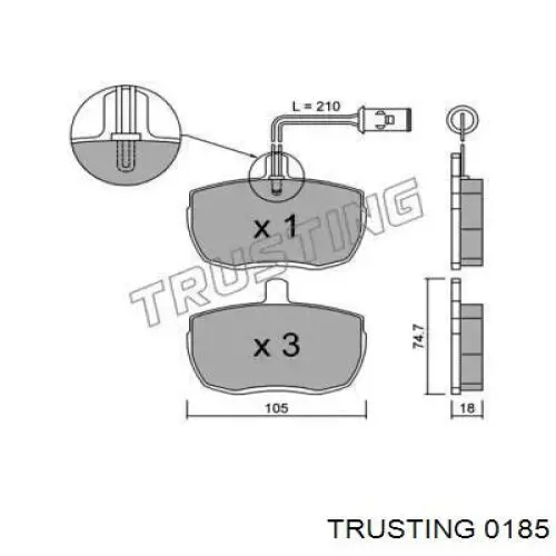 Передние тормозные колодки 0185 Trusting