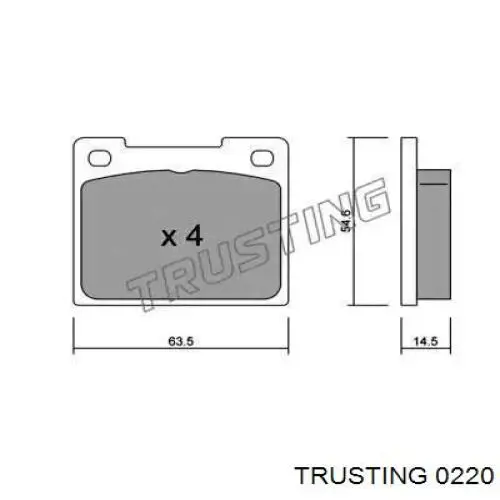 Задние тормозные колодки 0220 Trusting