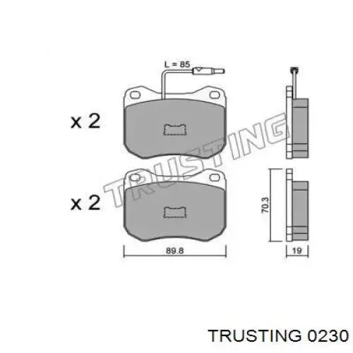 Передние тормозные колодки 0230 Trusting