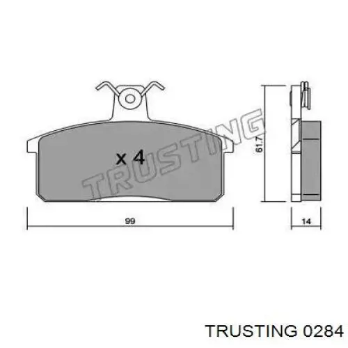 Задние тормозные колодки 0284 Trusting