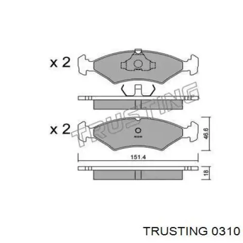 031.0 Trusting колодки тормозные передние дисковые