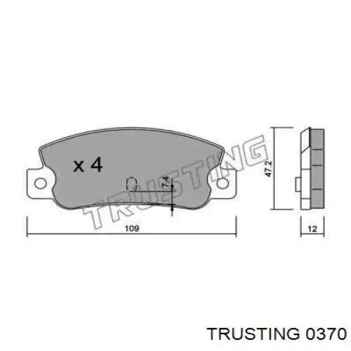 037.0 Trusting колодки тормозные задние дисковые