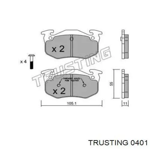 040.1 Trusting колодки тормозные задние дисковые
