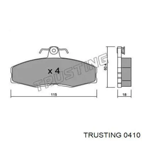 Передние тормозные колодки 0410 Trusting