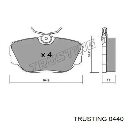 Передние тормозные колодки 0440 Trusting