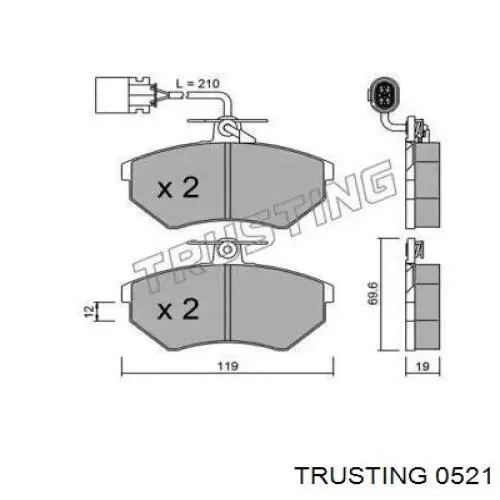 Передние тормозные колодки 0521 Trusting