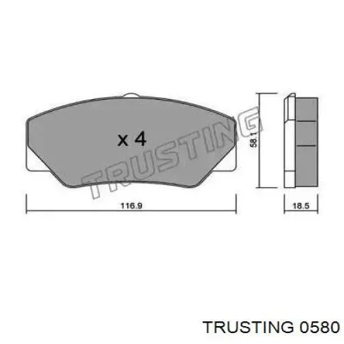 Передние тормозные колодки 0580 Trusting