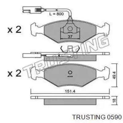 Передние тормозные колодки 0590 Trusting