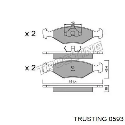 Передние тормозные колодки 0593 Trusting