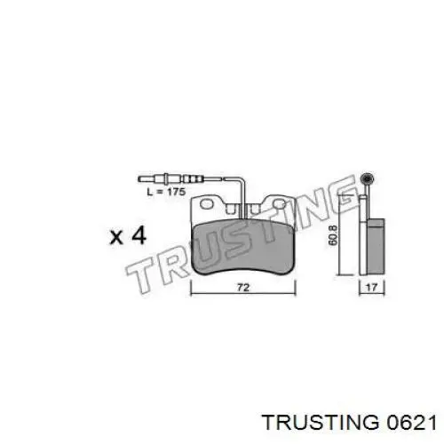 Передние тормозные колодки 0621 Trusting