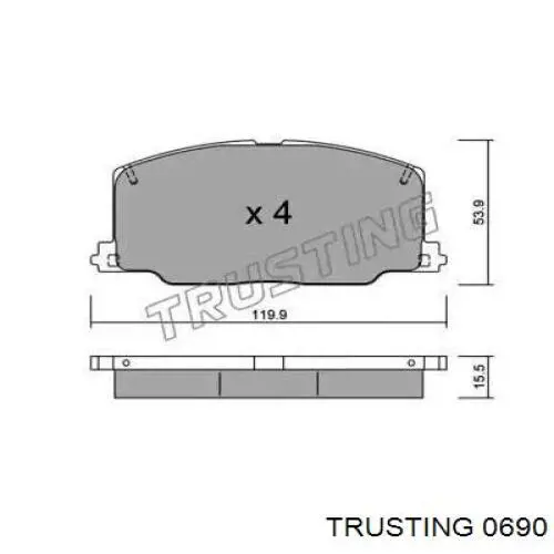 Передние тормозные колодки 0690 Trusting