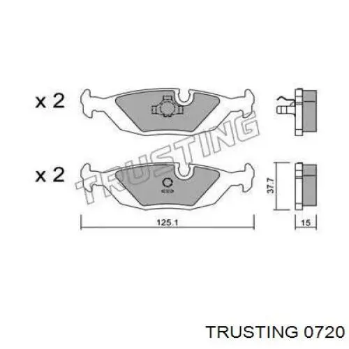 072.0 Trusting колодки тормозные задние дисковые