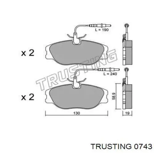 Передние тормозные диски 0743 Trusting