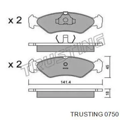 075.0 Trusting колодки тормозные передние дисковые