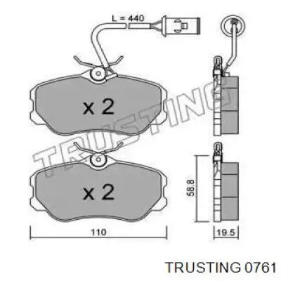 0761 Trusting колодки тормозные передние дисковые