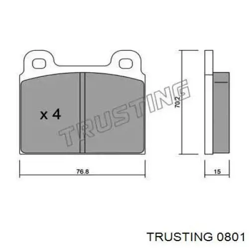 Передние тормозные колодки 0801 Trusting