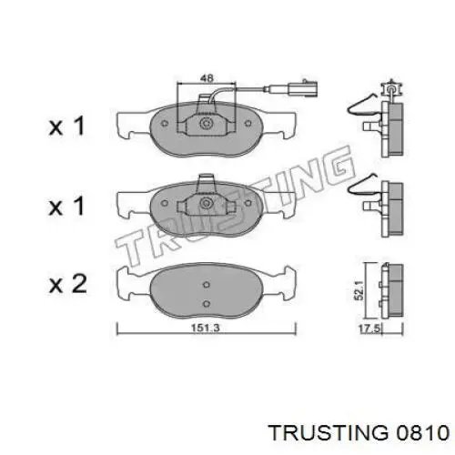 Передние тормозные колодки 0810 Trusting