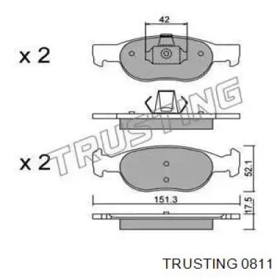 Передние тормозные колодки 0811 Trusting