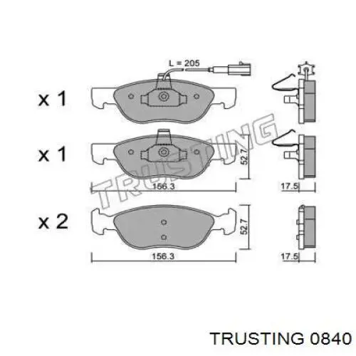 084.0 Trusting колодки тормозные передние дисковые