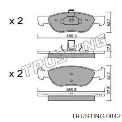 Передние тормозные колодки 0842 Trusting