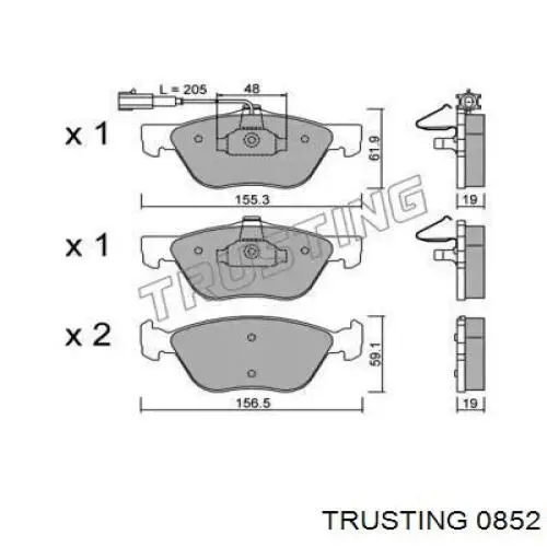 085.2 Trusting колодки тормозные передние дисковые