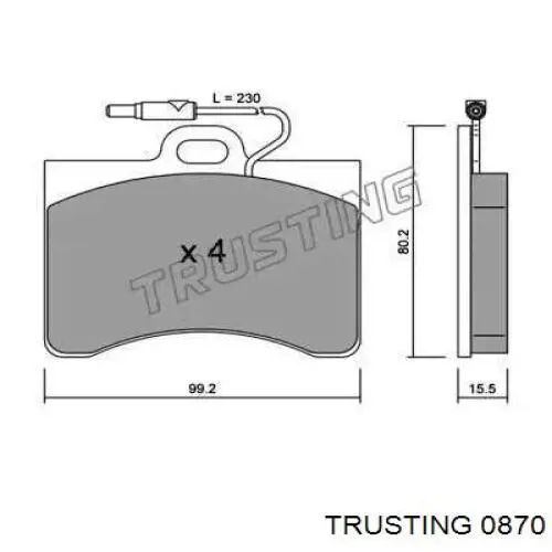 Передние тормозные колодки 0870 Trusting