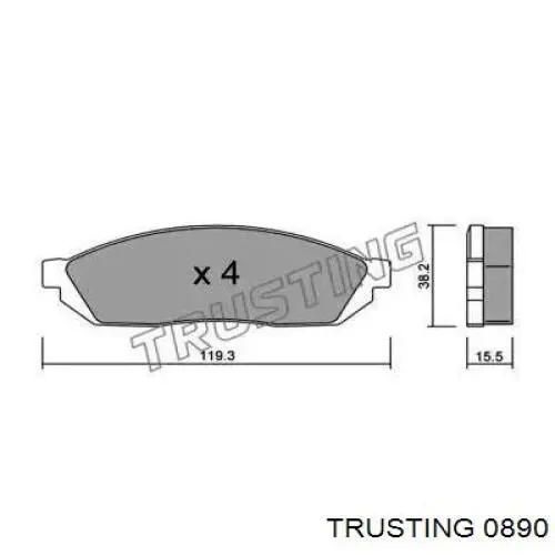 Передние тормозные колодки 0890 Trusting
