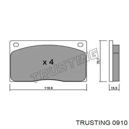 Передние тормозные колодки 0910 Trusting