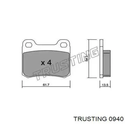 Задние тормозные колодки 0940 Trusting