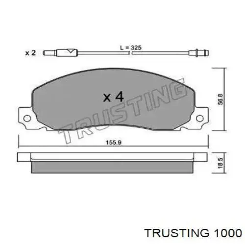 100.0 Trusting колодки тормозные передние дисковые