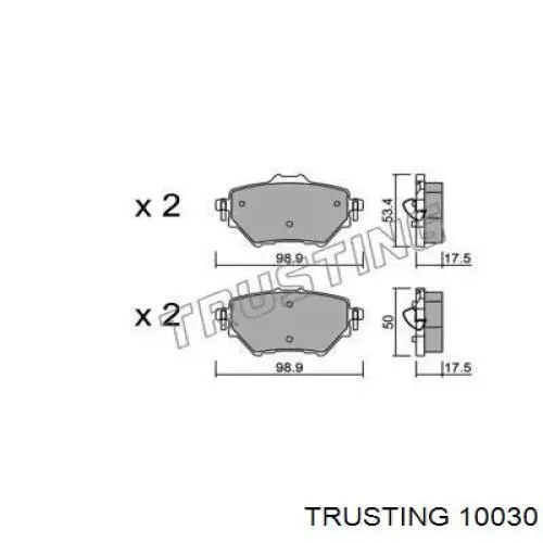 Задние тормозные колодки 10030 Trusting