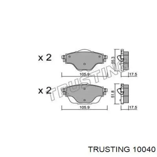 Задние тормозные колодки 10040 Trusting