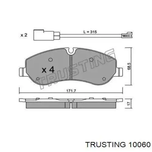 Передние тормозные колодки 10060 Trusting