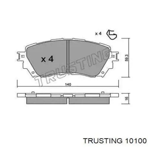 Передние тормозные колодки 10100 Trusting