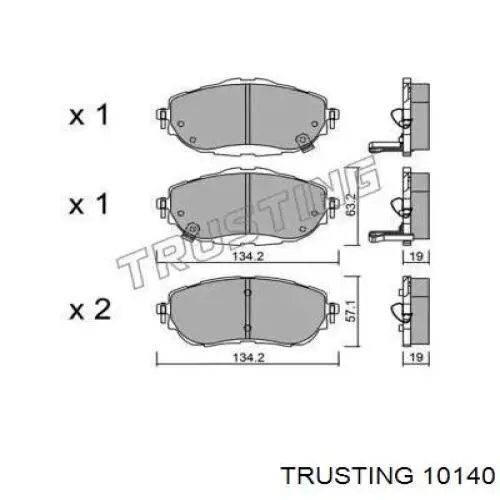 Передние тормозные колодки 10140 Trusting