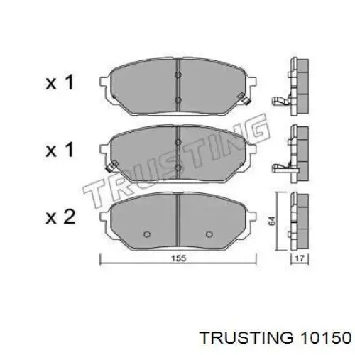 Передние тормозные колодки 10150 Trusting